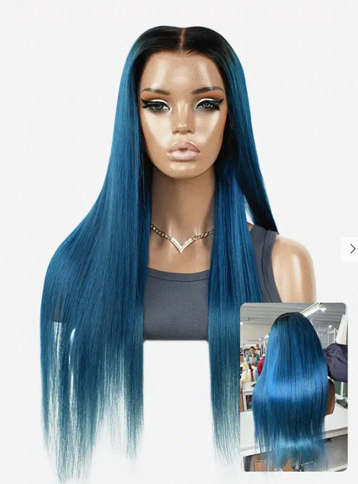 Glueless 11×6 HD Lace Blue Ombre Straight Wig · New53