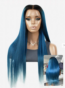 Glueless 11×6 HD Lace Blue Ombre Straight Wig · New53