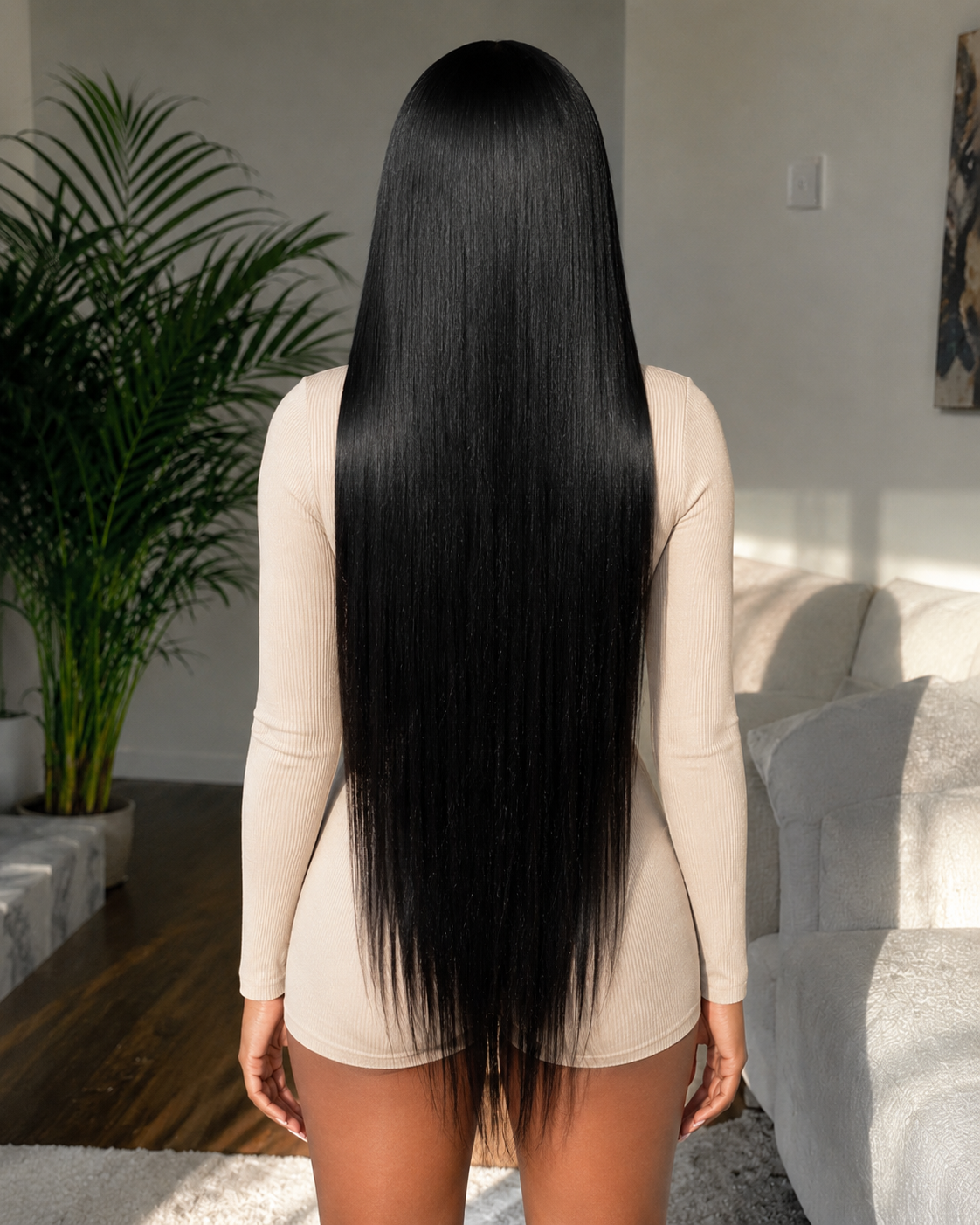 Glueless 11×6 HD Lace 42-Inch Natural Black Straight Wig · New38