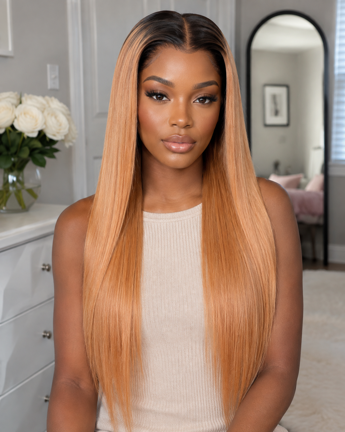 Glueless 11×6 HD Lace Golden Ombre Straight Wig · New48