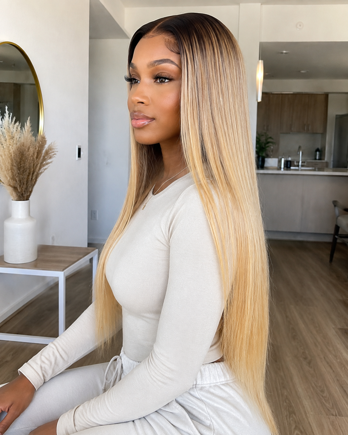 Glueless 11×6 HD Lace Honey Ombre Straight Wig · New54