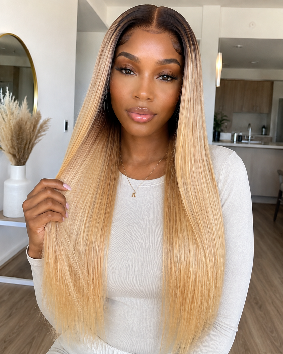 Glueless 11×6 HD Lace Honey Ombre Straight Wig · New54