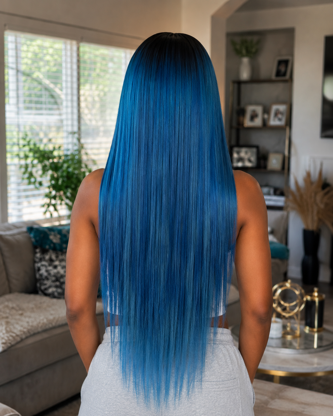 Glueless 11×6 HD Lace Blue Ombre Straight Wig · New53