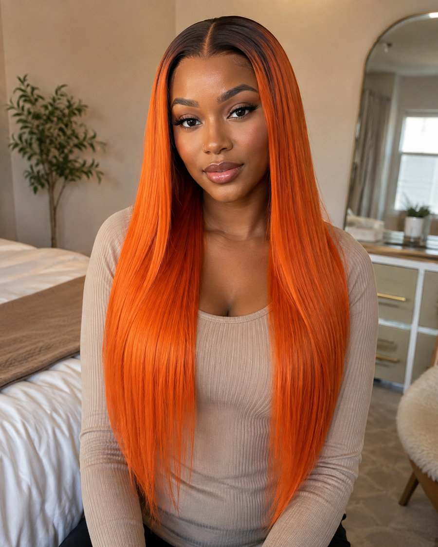 Glueless 11×6 HD Lace Copper Ombre Straight Wig · New52