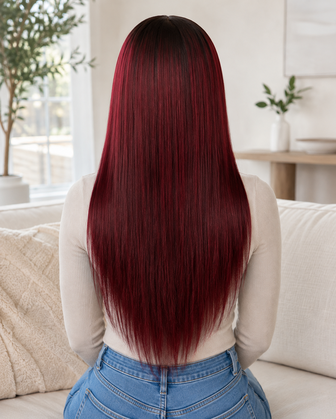 Glueless 11×6 HD Lace Burgundy Ombre Straight Wig · Color16