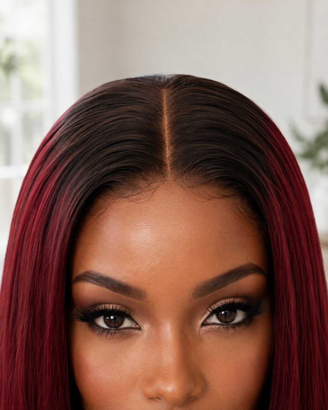 Glueless 11×6 HD Lace Burgundy Ombre Straight Wig · Color16