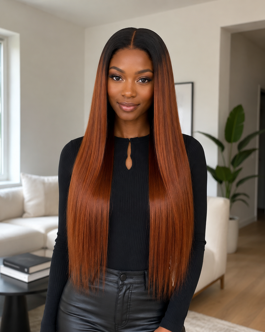 Glueless 11×6 HD Lace Caramel Ombre Straight Wig · New46