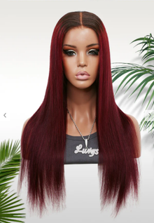 Glueless 11×6 HD Lace Burgundy Ombre Straight Wig · Color16